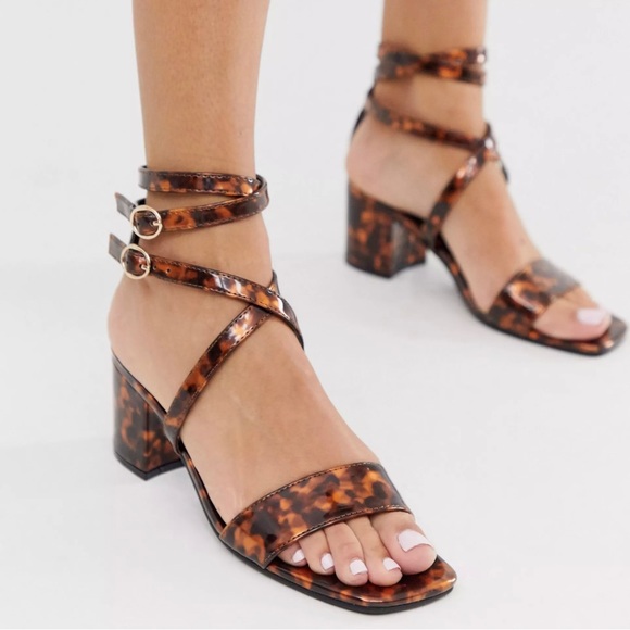 ASOS Shoes - NEW ASOS London Rebel block heel strappy sandals in tortoise Women’s SZ 39 US 8